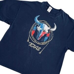 Vtg Texas Longhorn Skull Delta T-Shirt 2XL Southwestern Rodeo Cowboy Core‎
